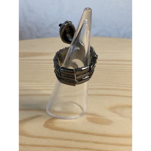 Snake Design Silver Tone Crystal Pave Adjustable Statement Ring - Picture 3 of 4